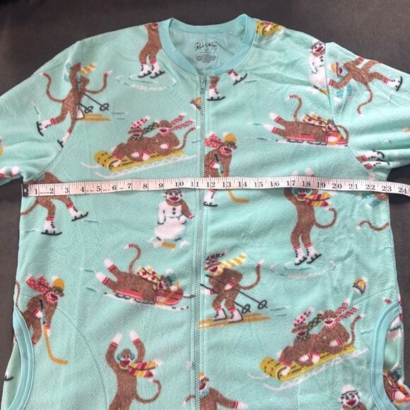 Nick & Nora Adult Teen Unisex Fleece One Piece Sock Monkeys Pajama Size XXL NWT - Picture 8 of 11